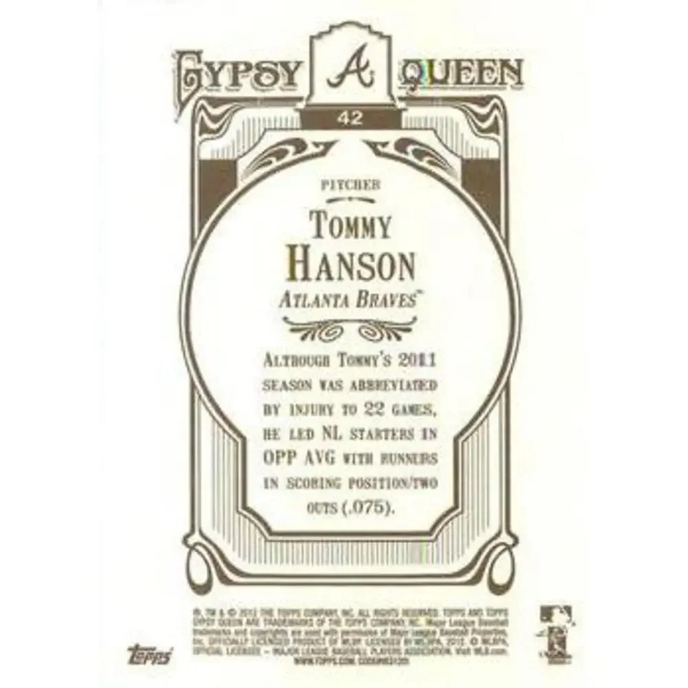 2012 Topps Gypsy Queen Tommy Hanson # 42 Atlanta Braves